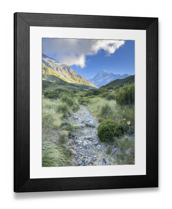 Framed Print : Hiking trail of the Hooker Valley Track