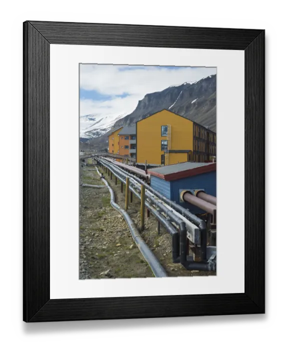 Framed Print : Pipes running through Longyearbyen