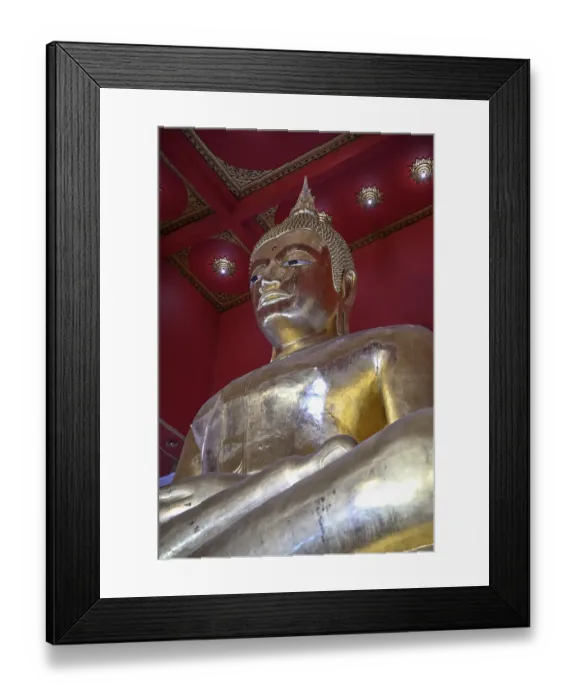 Framed Print : Large golden Buddha in lotus position