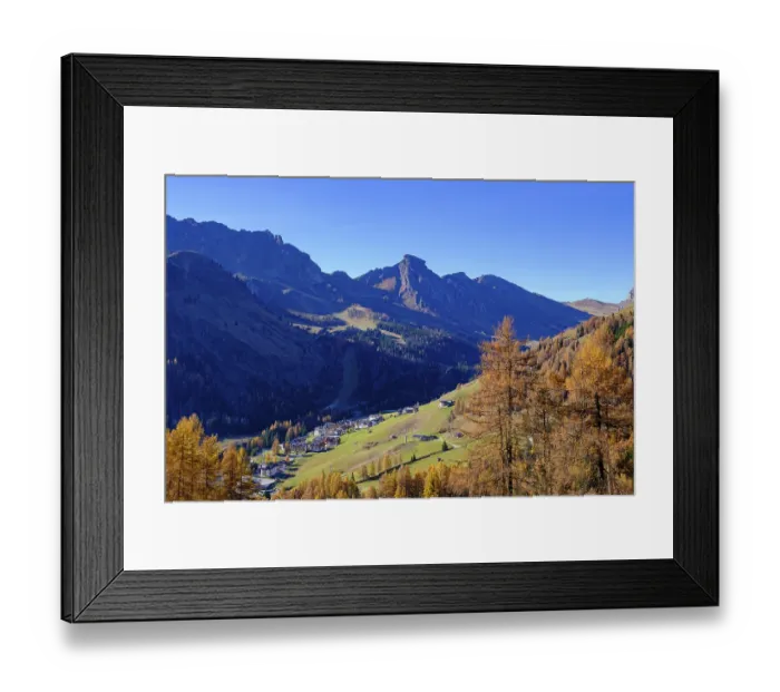 Framed Print : From the Campolongo Pass to the Buchenstein Valley with Arabba