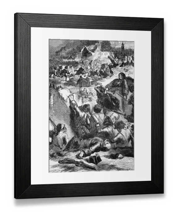 Framed Print : The destruction of Givet in the Ardennes department in northern France near the Belgian border in 1696 Framed Print : The destruction of Givet in the Ardennes department in northern France near the Belgian border in 1696