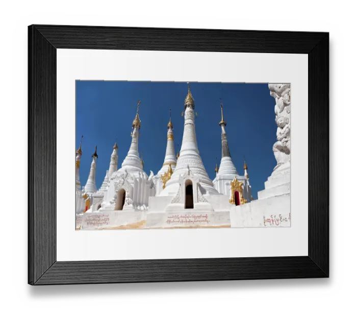 Framed Print : Stupas of Inn-Dein, Inle Lake, Myanmar, Asia