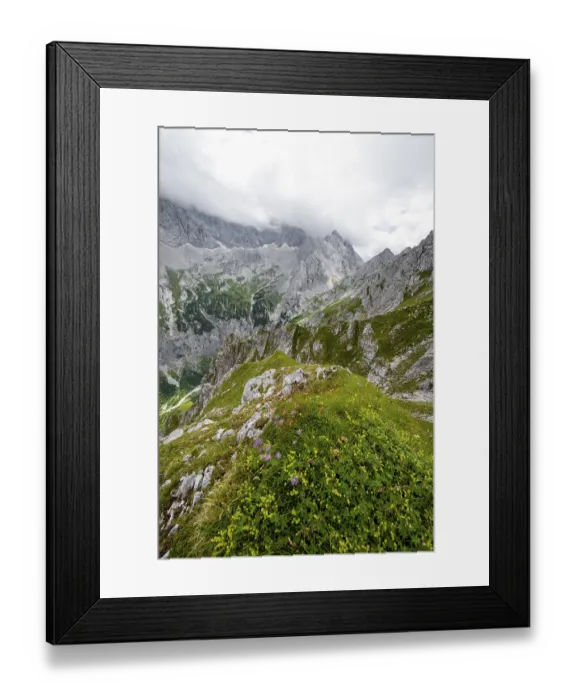 Framed Print : View of cloud-covered rocky mountain landscape with Riffelwand peaks and Riffelkoepfe Framed Print : View of cloud-covered rocky mountain landscape with Riffelwand peaks and Riffelkoepfe