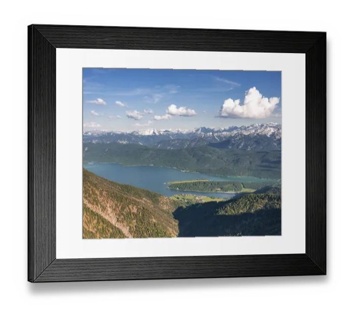 Framed Print : View from Herzogstand to Walchensee with Lake Walchensee Framed Print : View from Herzogstand to Walchensee with Lake Walchensee