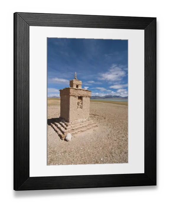 Framed Print : Chorten beside a high mountain lake along the road from Gerze to Tsochen Framed Print : Chorten beside a high mountain lake along the road from Gerze to Tsochen