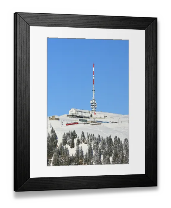Framed Print : Winter landscape, terminal stop of the rack railway