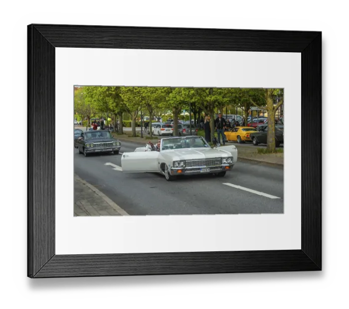 Framed Print : Chevrolet Impala 1970 in cruising with 100s of older American cars on the streets of Ystad Framed Print : Chevrolet Impala 1970 in cruising with 100s of older American cars on the streets of Ystad