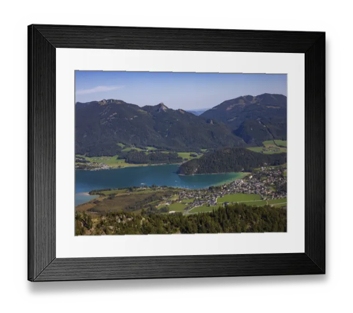 Framed Print : Hiking trail up the Sparber with views to Strobl and Lake Wolfgangsee