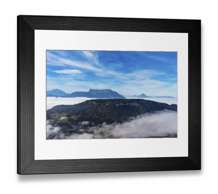 Framed Print : View from Schwarzenberg to a sea of fog in the Salzach valley with Untersberg Framed Print : View from Schwarzenberg to a sea of fog in the Salzach valley with Untersberg