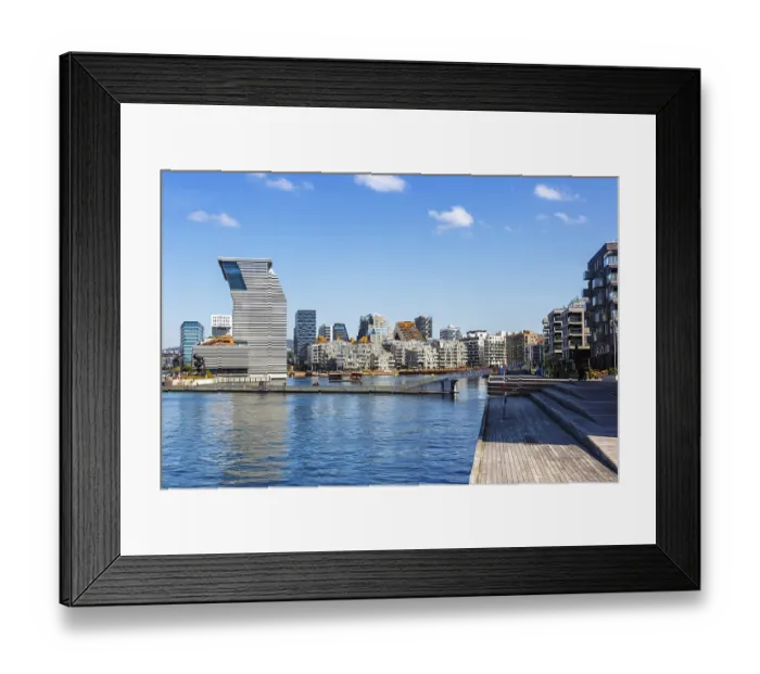 Framed Print : Oslo skyline modern city architecture building in new Bjorvika district with Munch Museum in Oslo