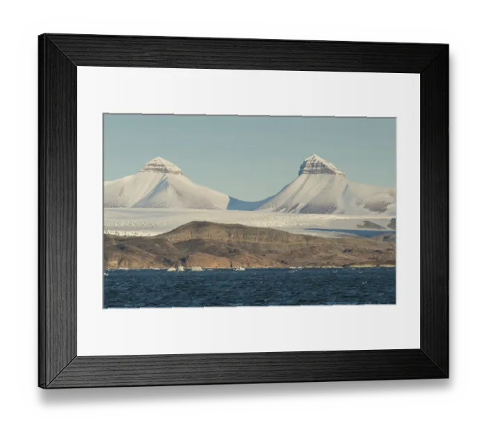 Framed Print : Mountain peaks Dana and Nora, Kronebreen