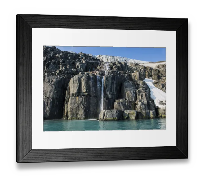 Framed Print : Waterfall in a glacier on Alkefjellet