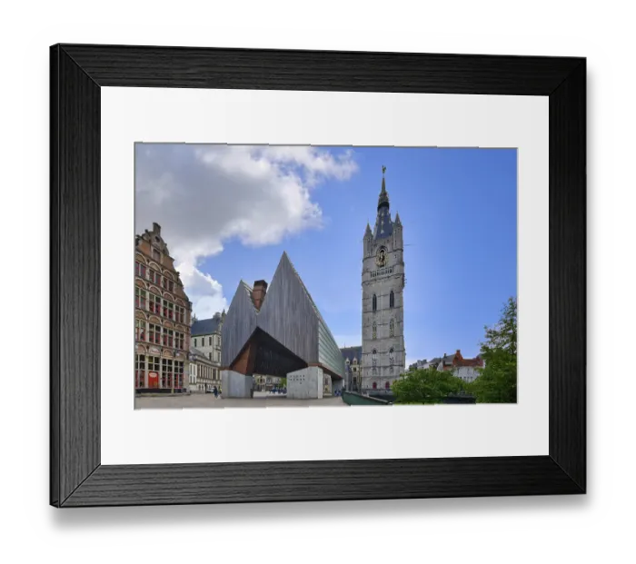 Framed Print : 14th century Ghent Belfry and the City Pavilion