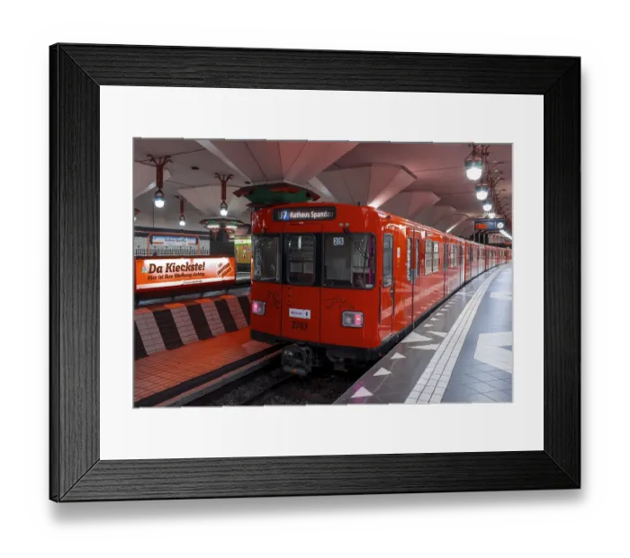 Framed Print : Underground in red, U Station Rathaus Spandau