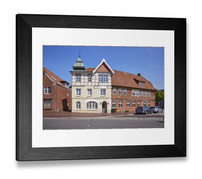 Framed Print : Listed residential building with imitation half-timbering Framed Print : Listed residential building with imitation half-timbering