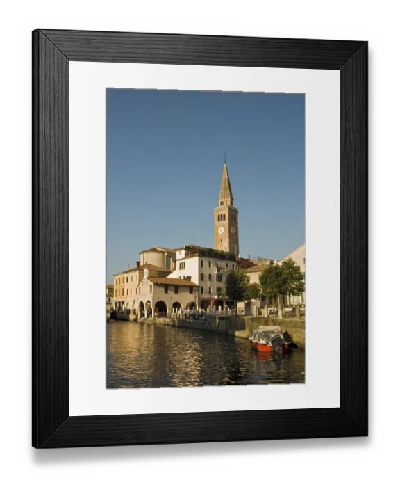 Framed Print : Historic district with leaning cathedral tower Framed Print : Historic district with leaning cathedral tower