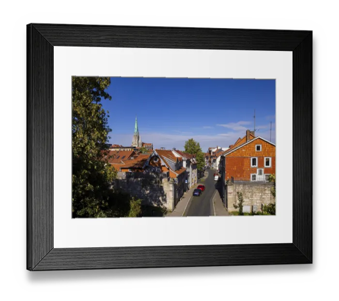 Framed Print : View from the city wall to the old town with St Mary's Church View from the city wall to the old town with St Framed Print : View from the city wall to the old town with St Mary's Church View from the city wall to the old town with St