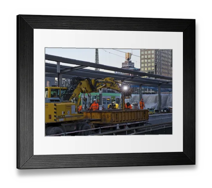 Framed Print : Construction site at Dortmund Central Station with the Dortmunder U and the Harenberg City Center Framed Print : Construction site at Dortmund Central Station with the Dortmunder U and the Harenberg City Center