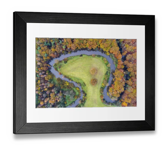 Framed Print : Aerial view of the Hunte in autumn