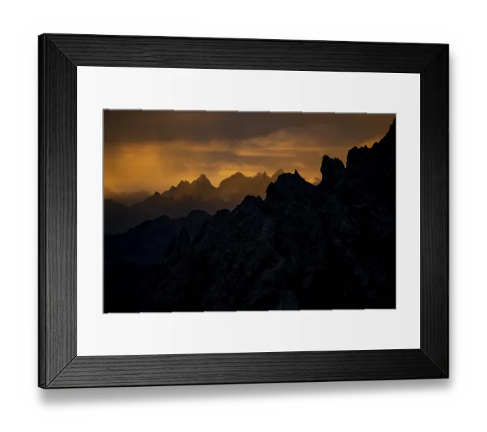 Framed Print : Montafon mountains with dramatic cloudy sky at sunrise Framed Print : Montafon mountains with dramatic cloudy sky at sunrise