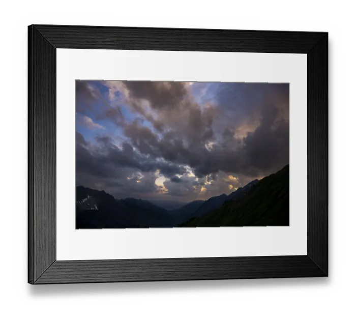 Framed Print : Summit in the morning light with dramatic clouds Framed Print : Summit in the morning light with dramatic clouds
