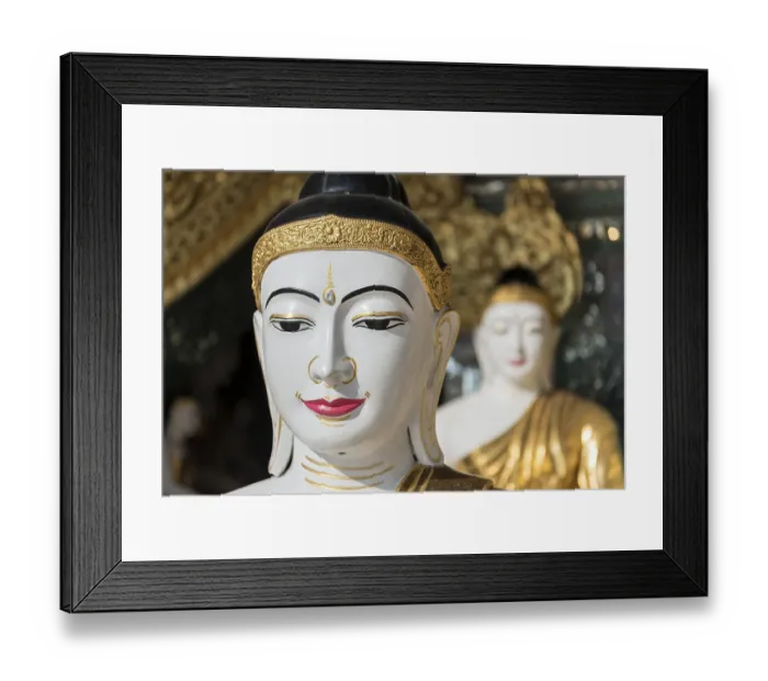 Framed Print : Buddha statues at Koo Chein Kan and Ma Kyee Kyee Hall