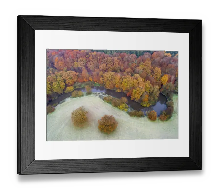 Framed Print : Aerial view of the Hunte in autumn