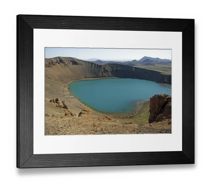 Framed Print : The volcanic lake Viti and mountains