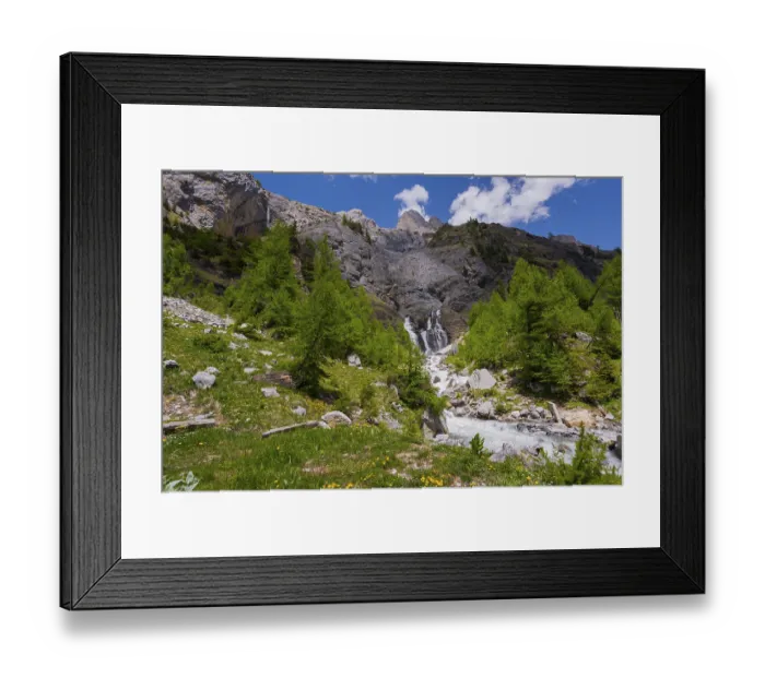 Framed Print : Mountain stream, Alps, glacier river