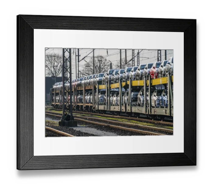 Framed Print : VW plant, Emden, new cars, car transporter
