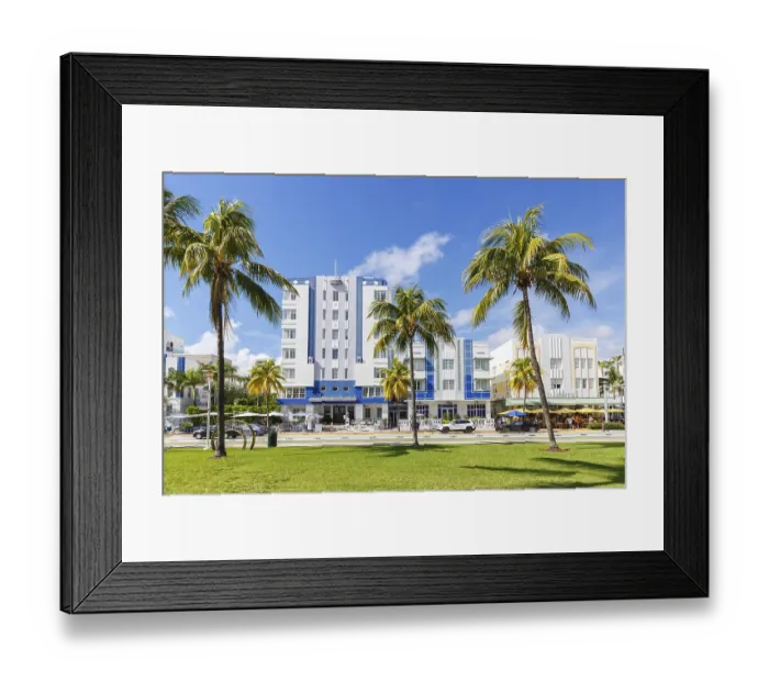 Framed Print : Ocean Drive with Art Deco style hotels architecture in Miami Beach Framed Print : Ocean Drive with Art Deco style hotels architecture in Miami Beach