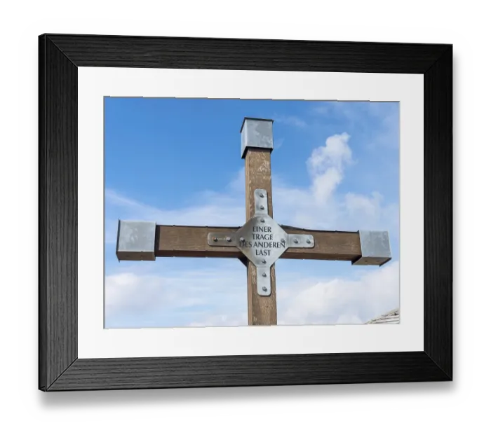 Framed Print : Christian cross with inscription
