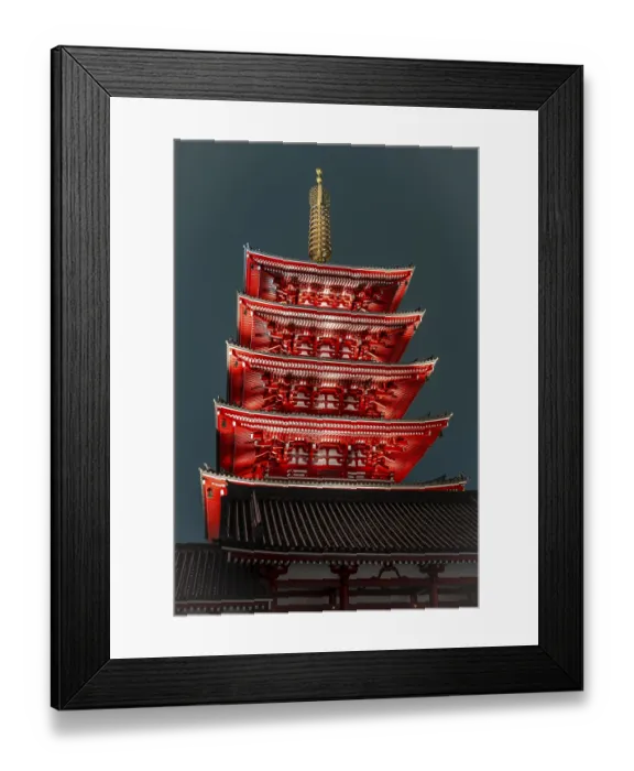 Framed Print : Night photo, five-storey pagoda of Sensoji