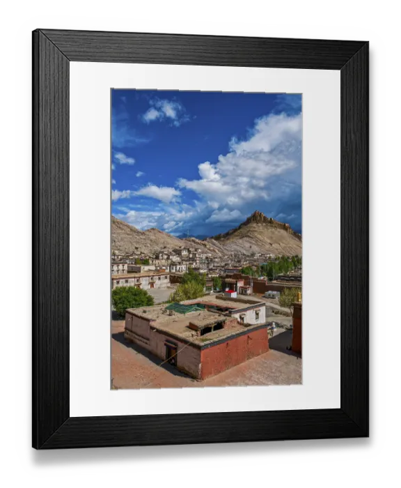 Framed Print : The old tibetan quarter before the Dzong