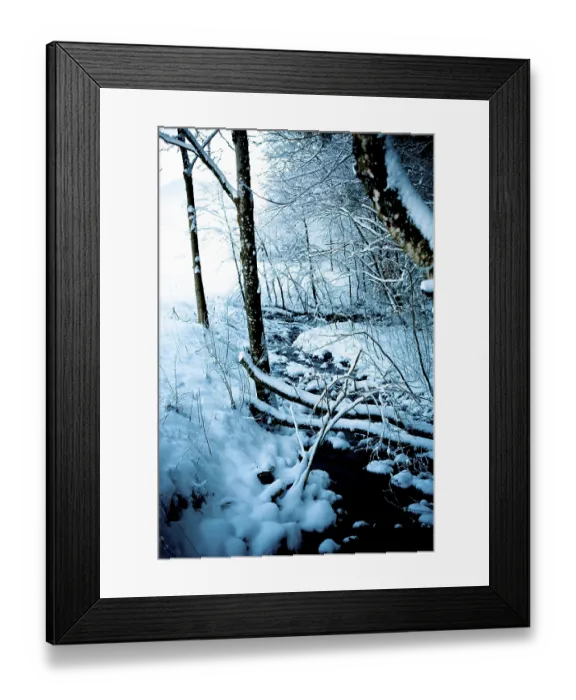 Framed Print : Snow-covered stream, Berchtesgaden
