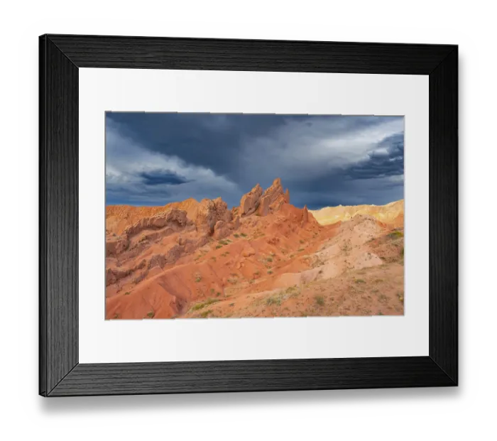 Framed Print : Eroded mountain landscape, sandstone cliffs