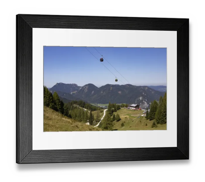 Framed Print : Sankt Gilgen am Wolfgangsee, Sausteigalm with Zwoelferhorn cable car