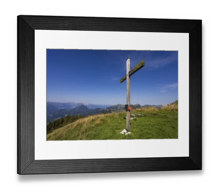 Framed Print : Summit cross on the Einberg, Osterhorn group