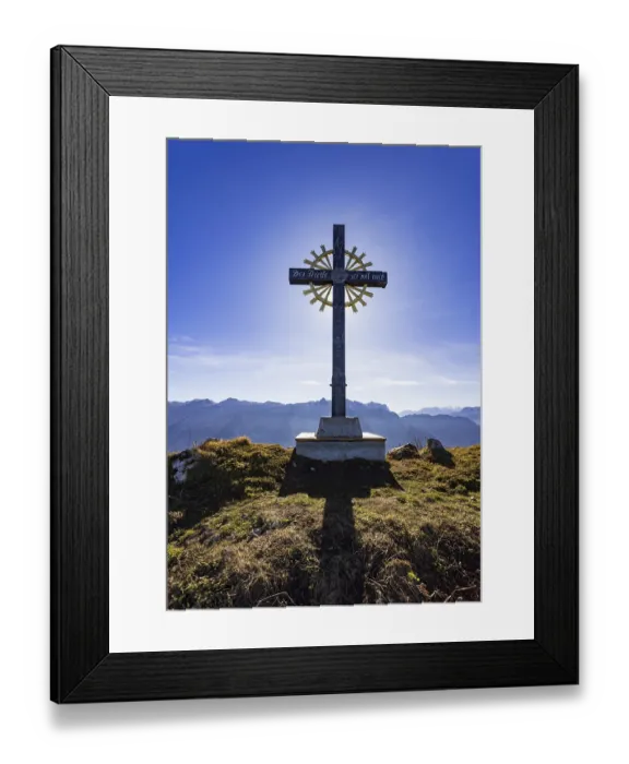 Framed Print : New summit cross, Schwarzer Berg Framed Print : New summit cross, Schwarzer Berg