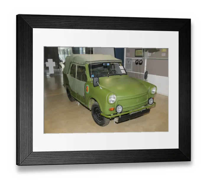Framed Print : Historic vehicle of former GDR border troops Trabant 601 A Kuebel