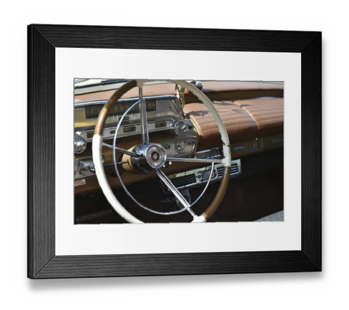 Framed Print : Vintage Mercury Steering Wheel