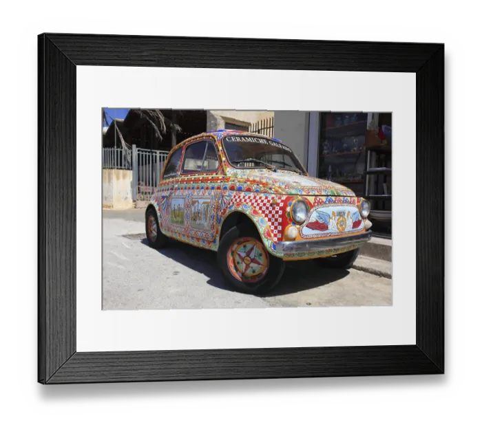 Framed Print : Car, colourfully painted 500 Fiat Framed Print : Car, colourfully painted 500 Fiat