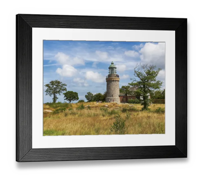 Framed Print : Lighthouse Hammeren Fyr with visitors