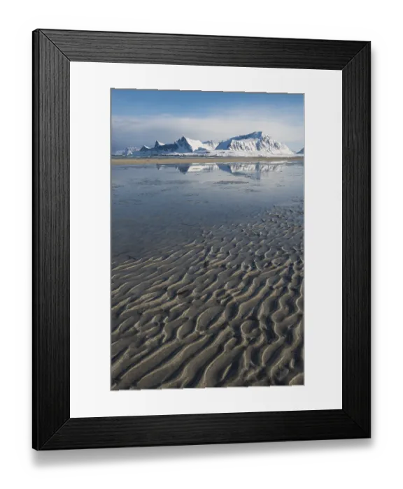 Framed Print : Beach at low tide, at Fredvang Framed Print : Beach at low tide, at Fredvang