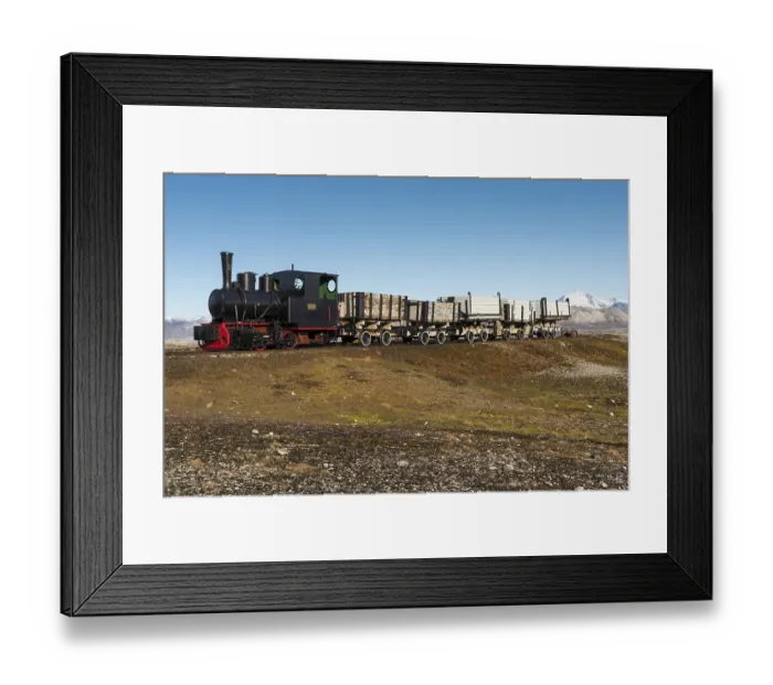 Framed Print : Historic mine train in front of the Kongsfjorden Framed Print : Historic mine train in front of the Kongsfjorden