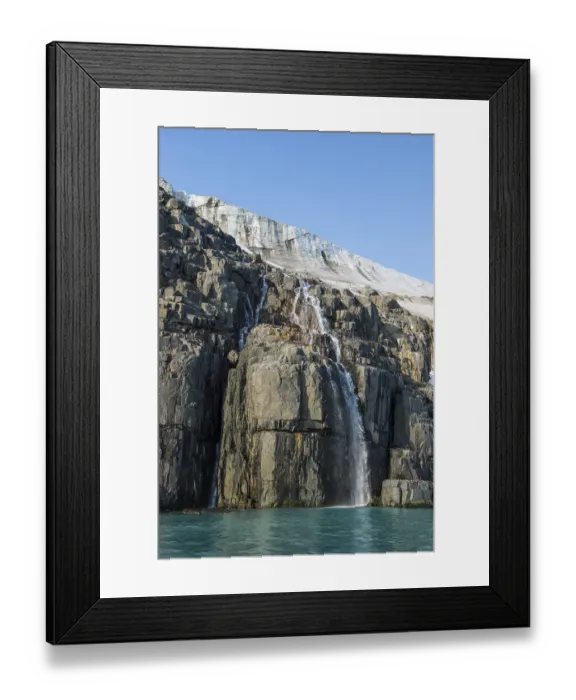 Framed Print : Waterfall in a glacier on Alkefjellet Framed Print : Waterfall in a glacier on Alkefjellet