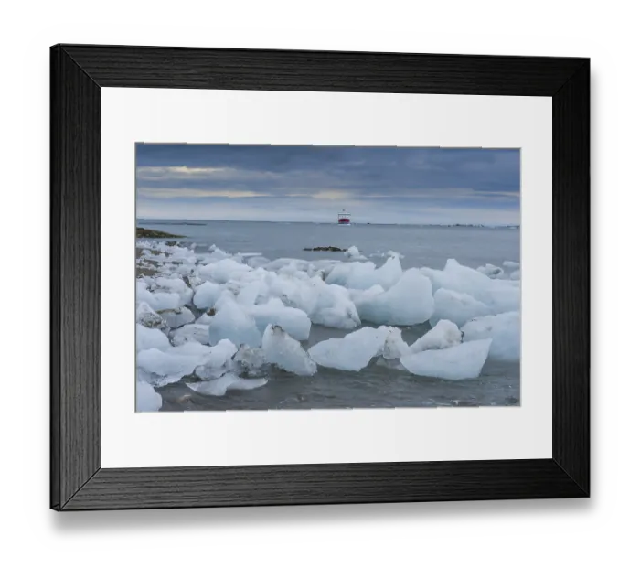 Framed Print : ice floes from glacier at coast