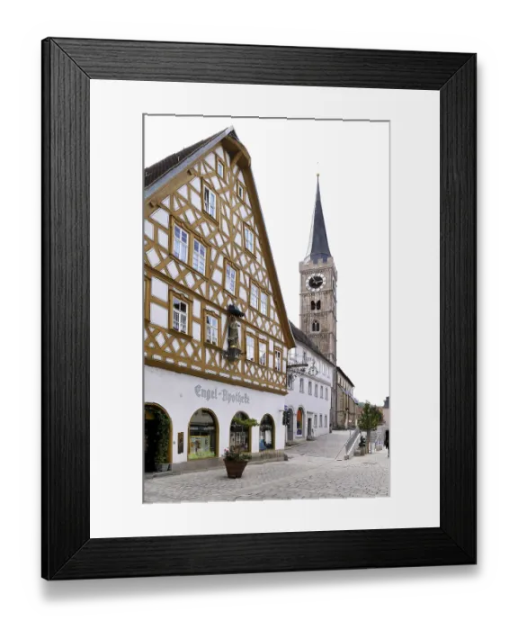 Framed Print : Half-timbered house and Parish Church of St Framed Print : Half-timbered house and Parish Church of St