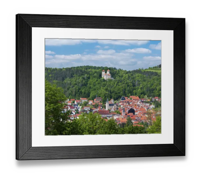 Framed Print : View of the town of Treffurt in the Werra Valley and Normannstein Castle
