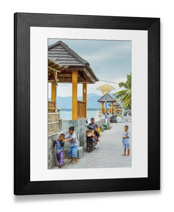 Framed Print : Children playing on the promenade in Bangsal